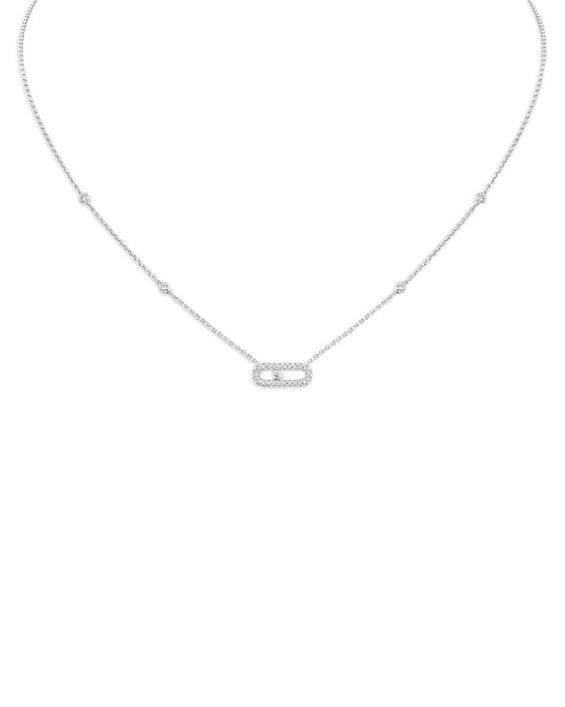 Messika Diamond Move Uno Pave Necklace in 18K Gold, 16.5, 0.22 tcw in White Gold