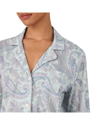 Long Sleeve Notch Collar Long Pants Pajama Set