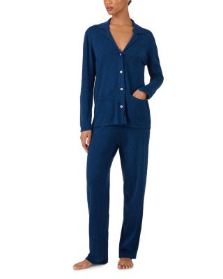 Long Sleeve Notch Collar Long Pants Pajama Set