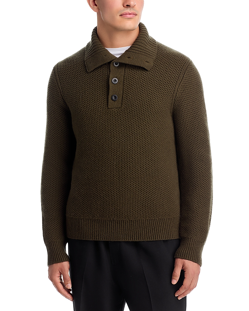 Vince Honeycomb Wool Long Sleeve Mock Neck Sweater In Green