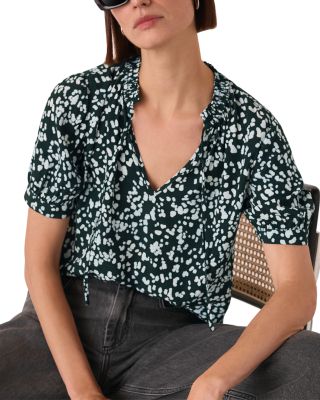 Animal Tie Neck Blouse 