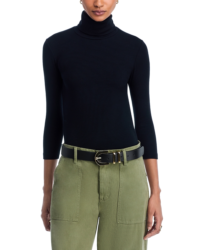L Agence L'agence Aja 3/4 Sleeve Turtleneck Tee In Black