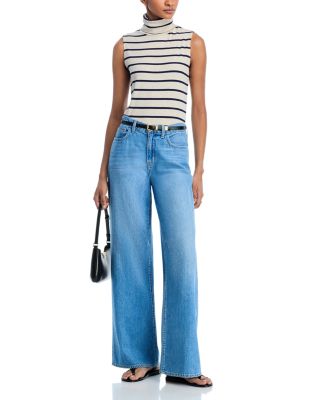 Ceci Stripe Sleeveless Turtleneck Top