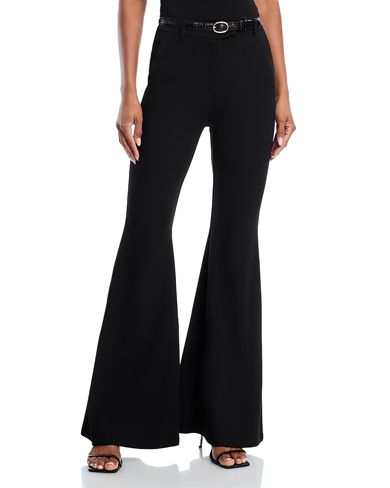 Michael Kors Michael High Waist Knit Flare Pants In Black