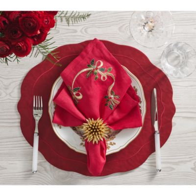 Xmas Ribbon Linen Napkin, 21&amp;quot; x 21&amp;quot;