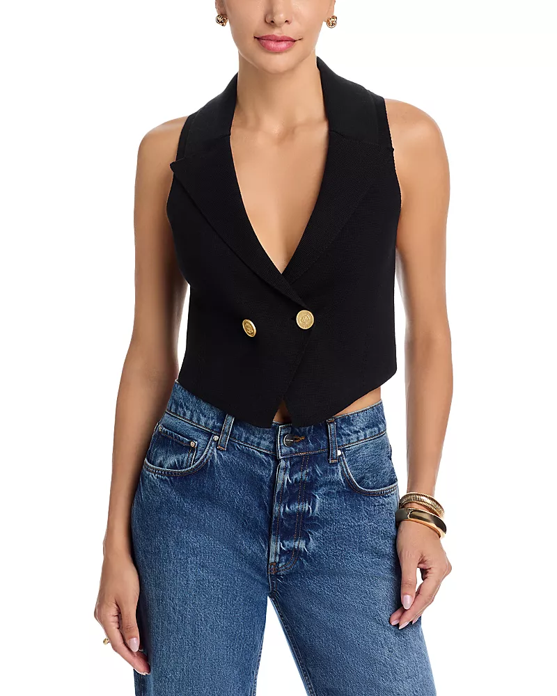 L'Agence Zadie Knit Peak Lapel Vest