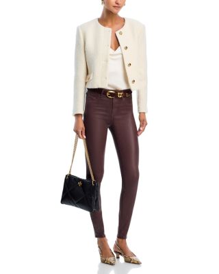 Marguerite High Rise Coated Skinny Jeans in Chocolate