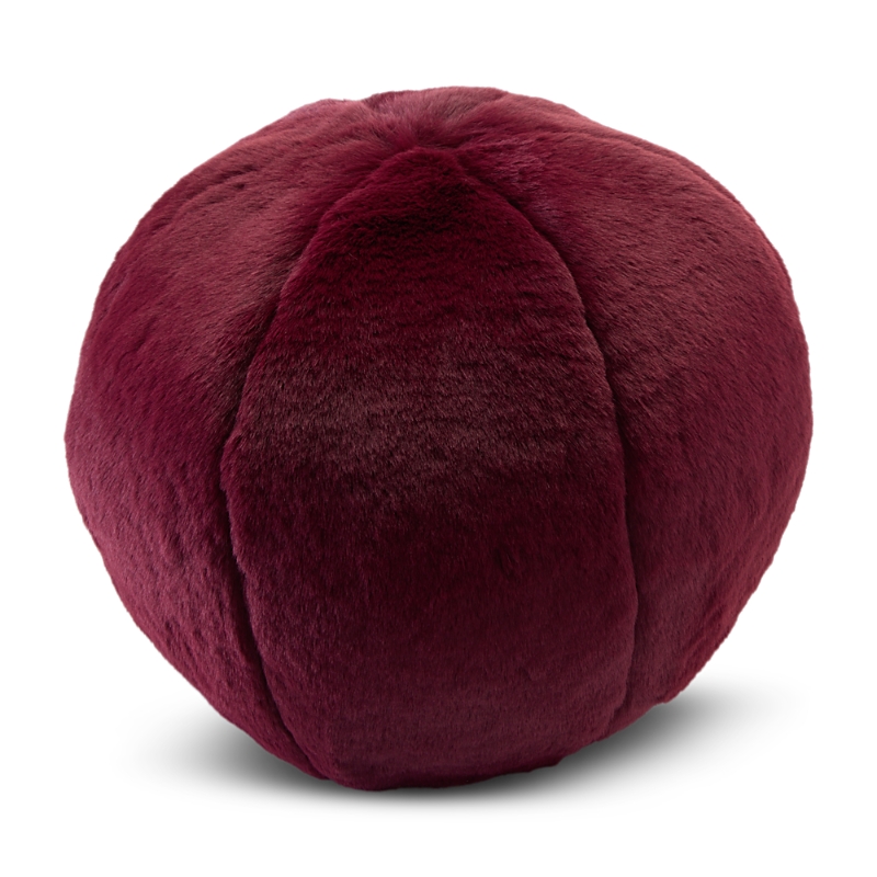 Aqua Big Rabbit Faux Fur Ball Pillow - Exclusive In Burgundy