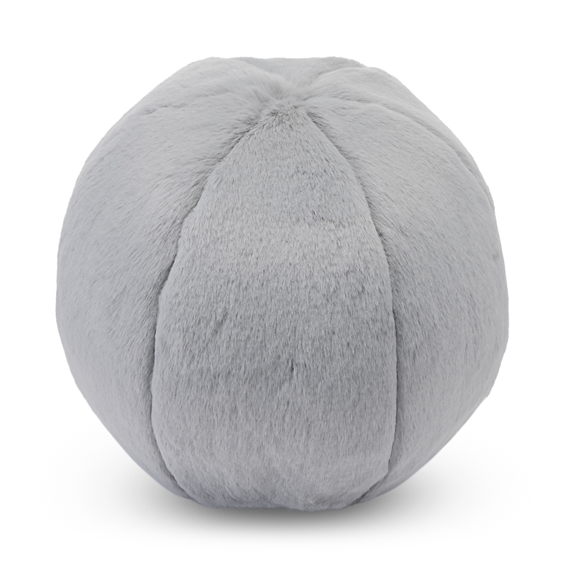 Aqua Big Rabbit Faux Fur Ball Pillow - Exclusive In Gray