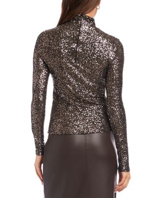 Mara Sequinned Mock Neck Top