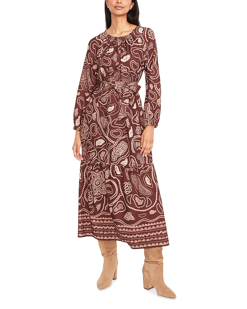 The Good Journey Long Sleeve Maxi Dress In Brown