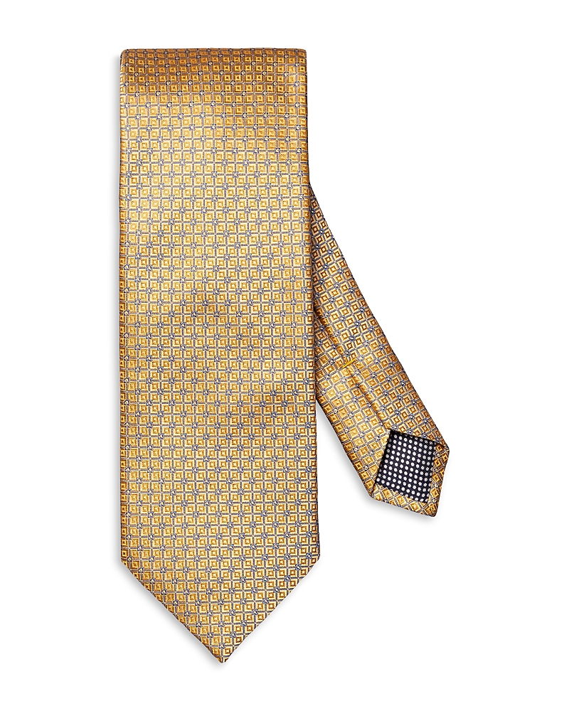Eton Yellow Geometric Pattern Silk Jacquard Tie In Yellow