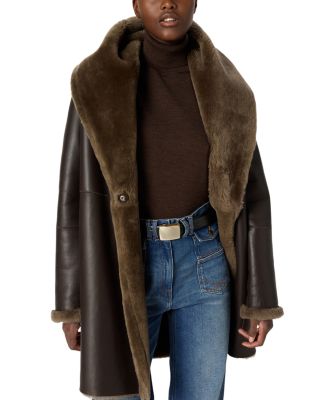 Melina Leather & Faux Fur Trim Coat