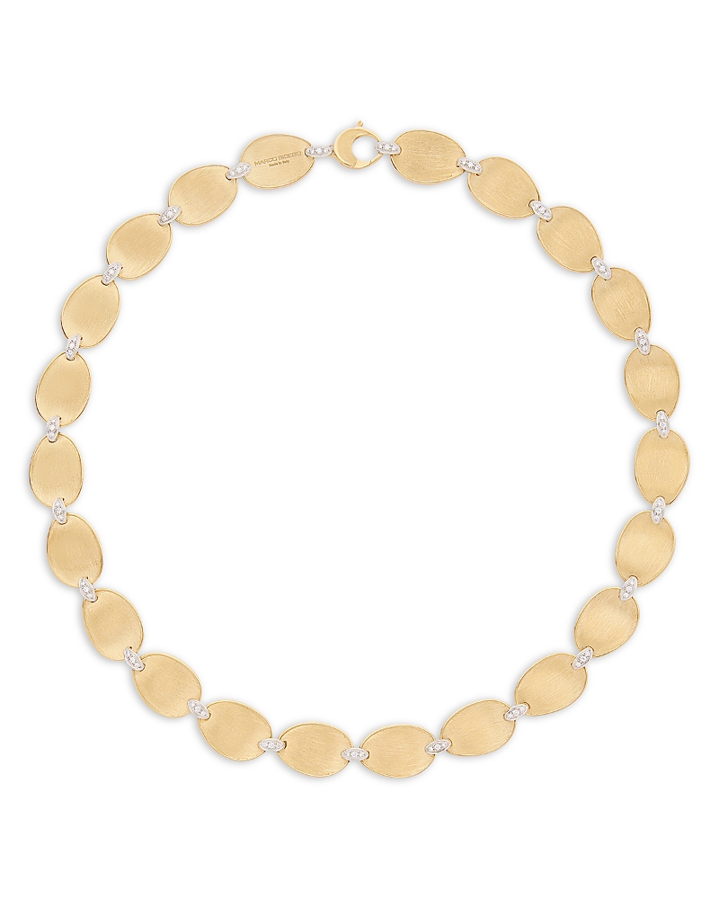 Marco Bicego 18k White & Yellow Gold Lunaria Diamond Textured Link Collar Necklace, 17.75 In Gold