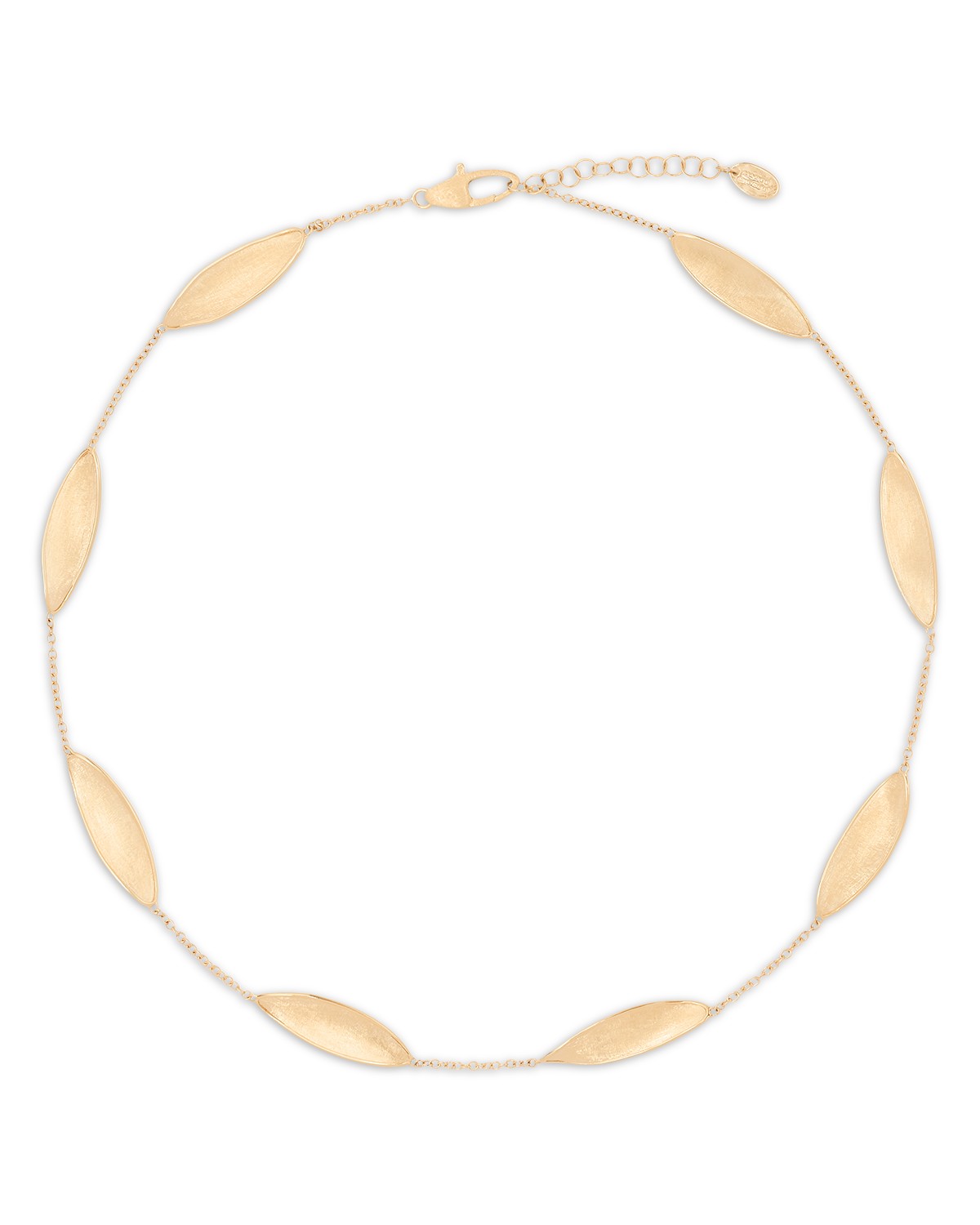 18K Yellow Gold Lunaria Twist Textured Elongated Link Collar Necklace, 16.5"-18"