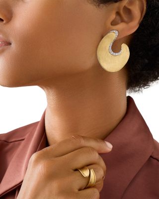 18K Yellow Gold Lunaria Diamond Sculptural Stud Earrings, 0.80 tcw