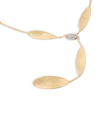 18K Yellow Gold Lunaria Twist Textured Link Lariat Necklace, 18&amp;quot;