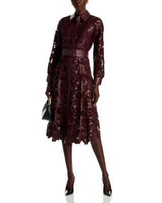 Chayenne Faux Leather Lace Midi Dress