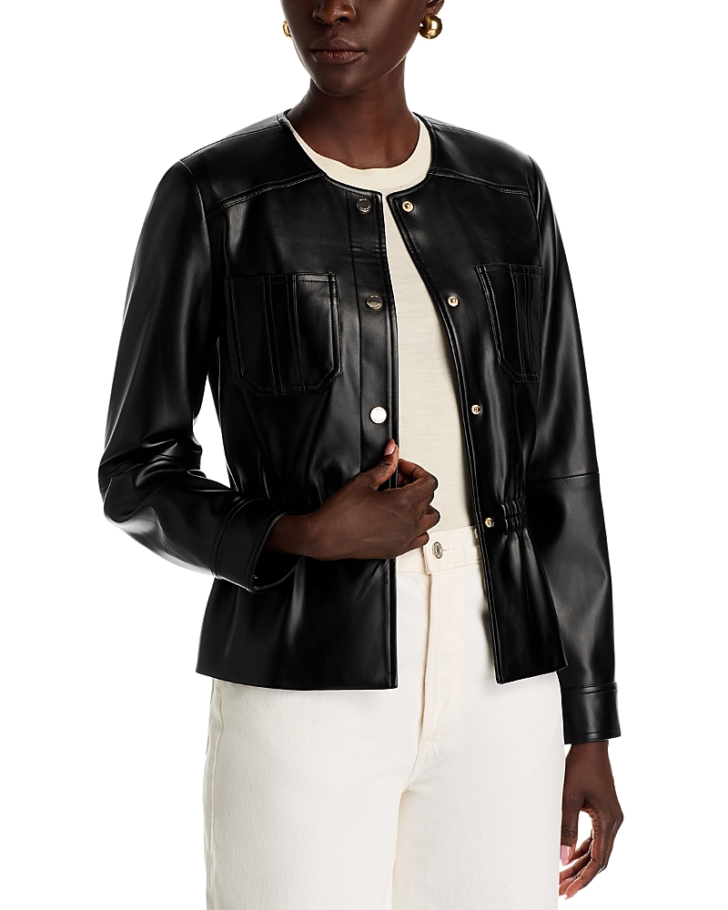 Elie Tahari The Aliza Faux Leather Jacket In Black
