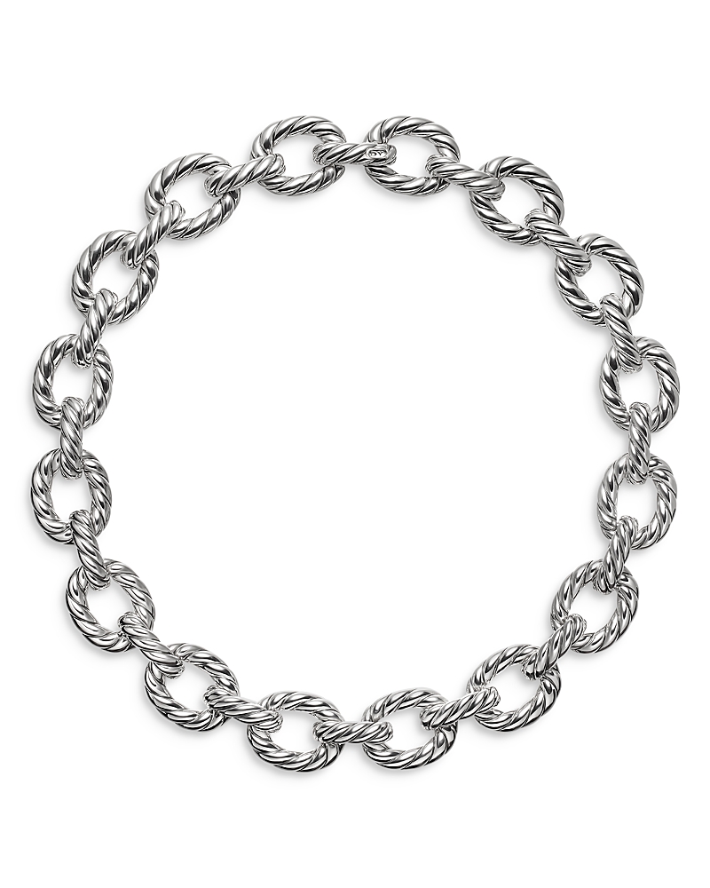 David Yurman Sculpted Cable Oval Link Necklace in Sterling Silver, 18mm