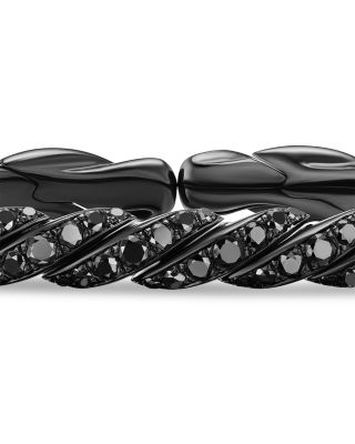 Sculpted Cable Flex Bracelet in 18K White Gold with Black Rhodium and Black Diamonds, 5mm