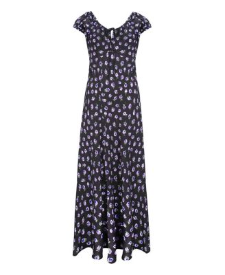 Gathered Neckline Midi Dress