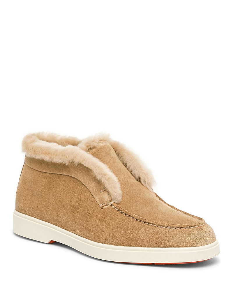 Santoni Round-toed Ankle Boots In Brown