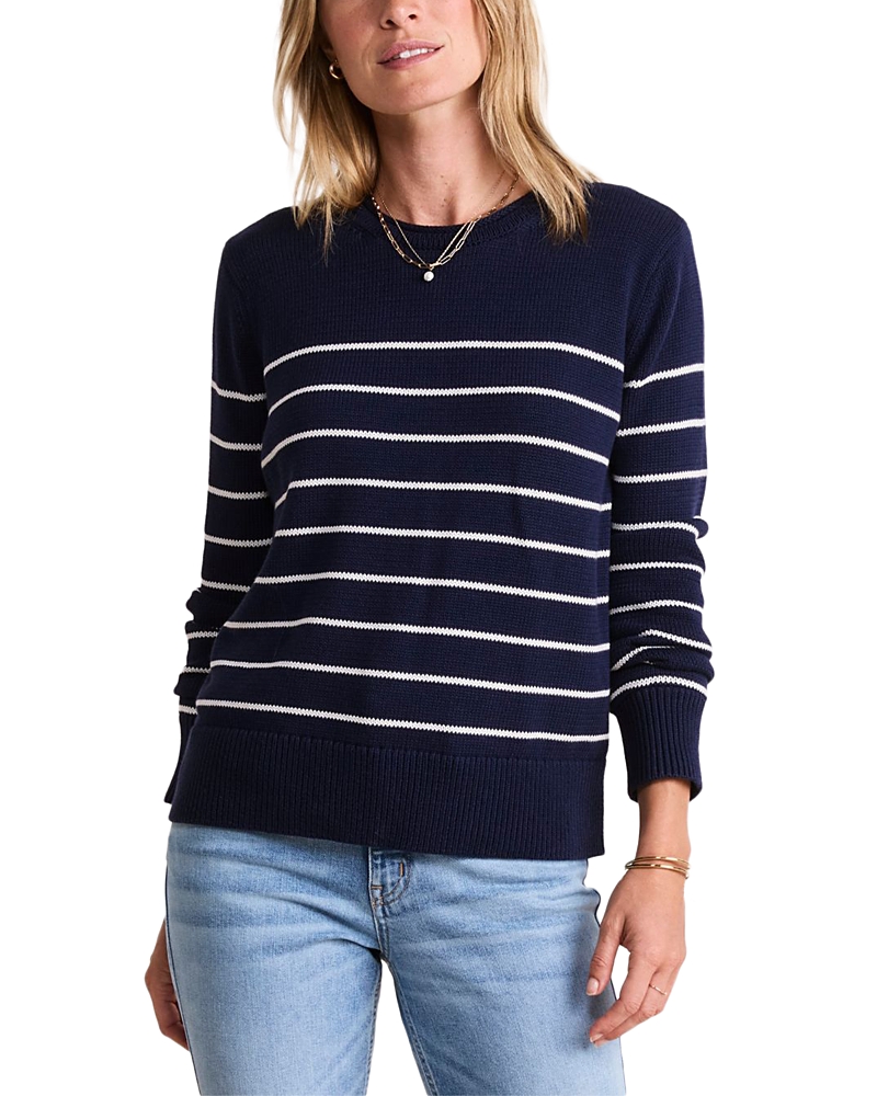 Vineyard Vines Stripe Cotton Roll Neck Sweater In Blue