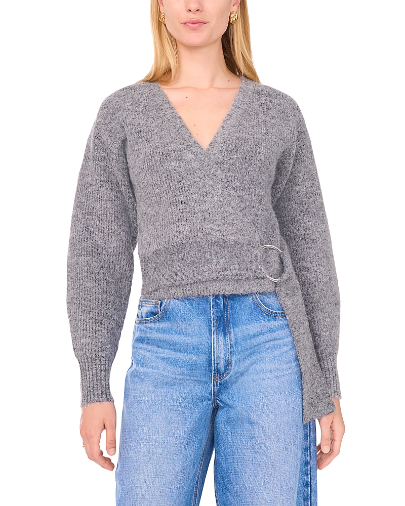 1.state Crossover Cropped Sweater In Gray