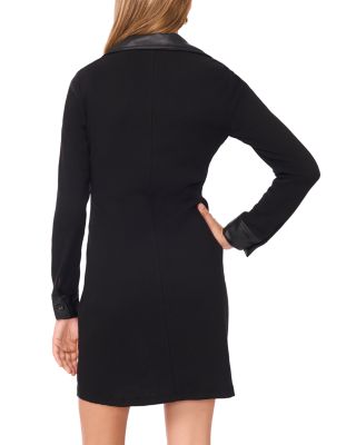 Faux Leather Trim Mini Dress