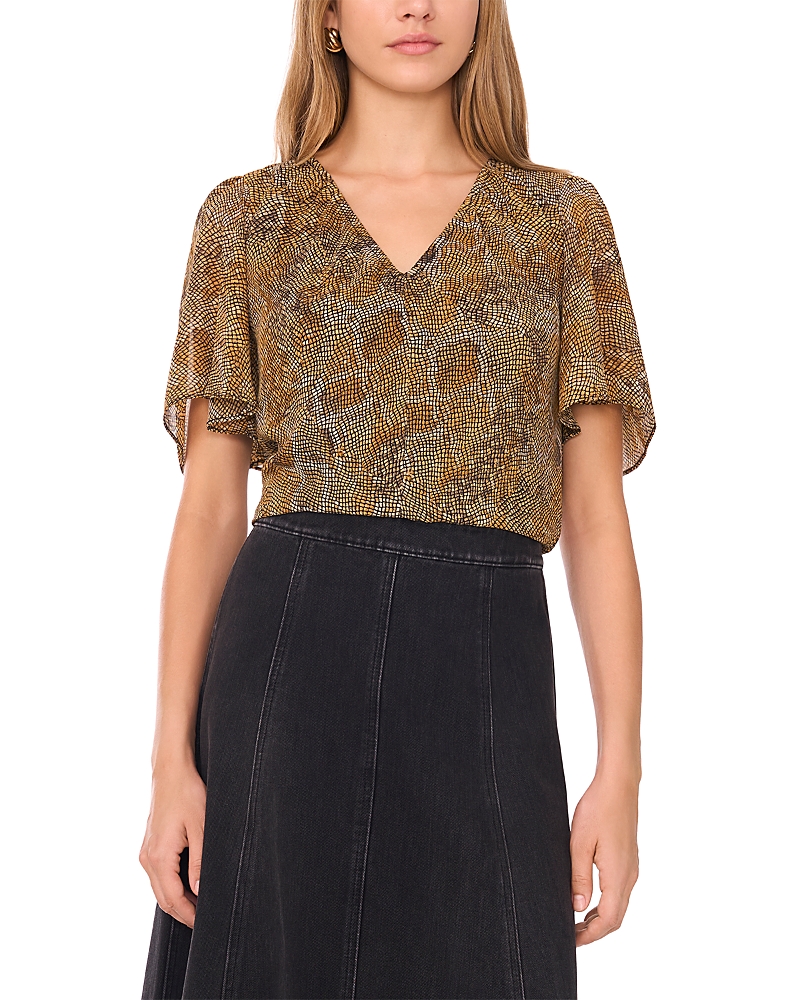 1.state Flutter Sleeve Top In Brown