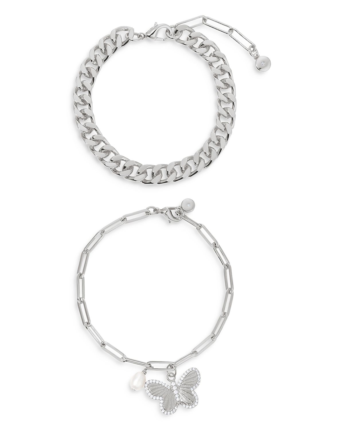 Ettika Butterfly Charm & Chain Bracelet, Set of 2
