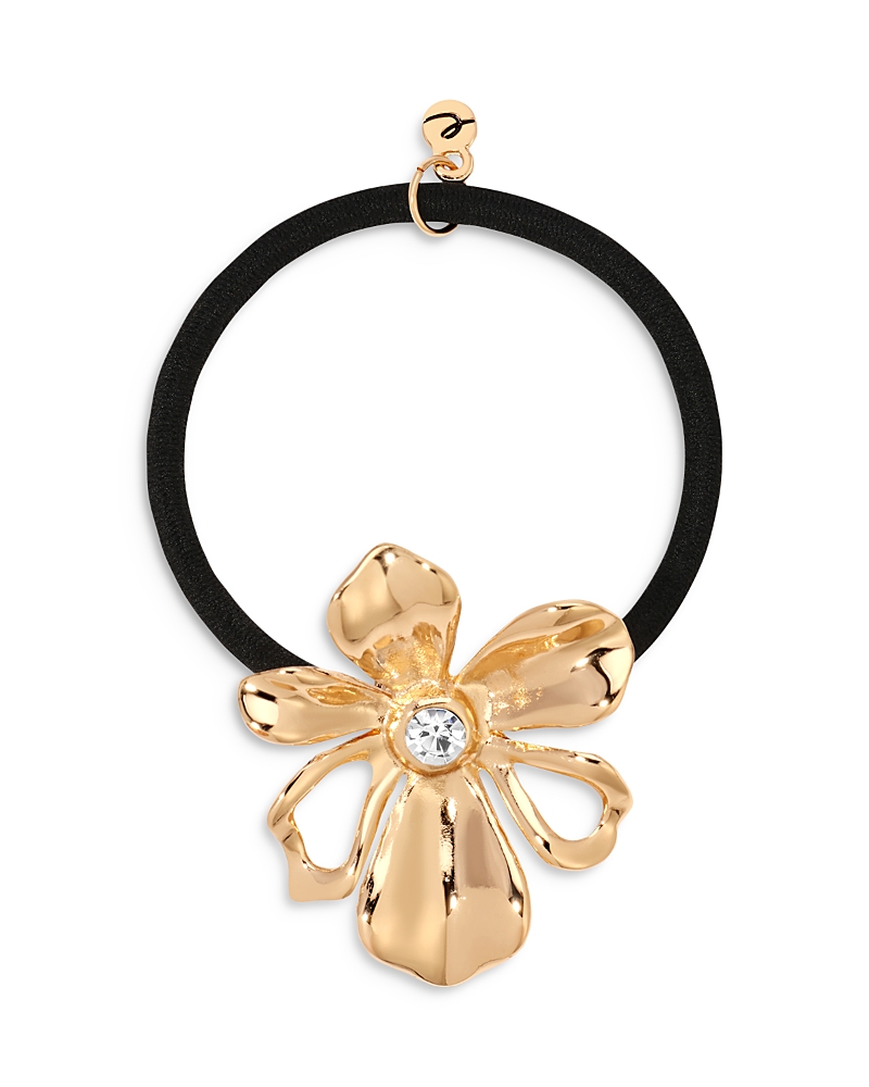 Ettika Crystal Flower Hair Elastic In Black