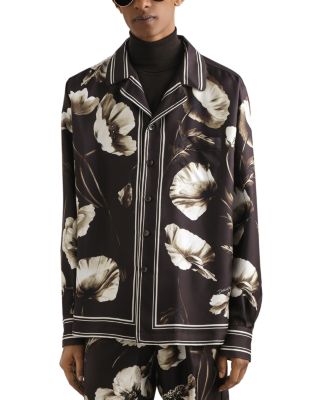 Long Sleeve Bordered Silk Shirt