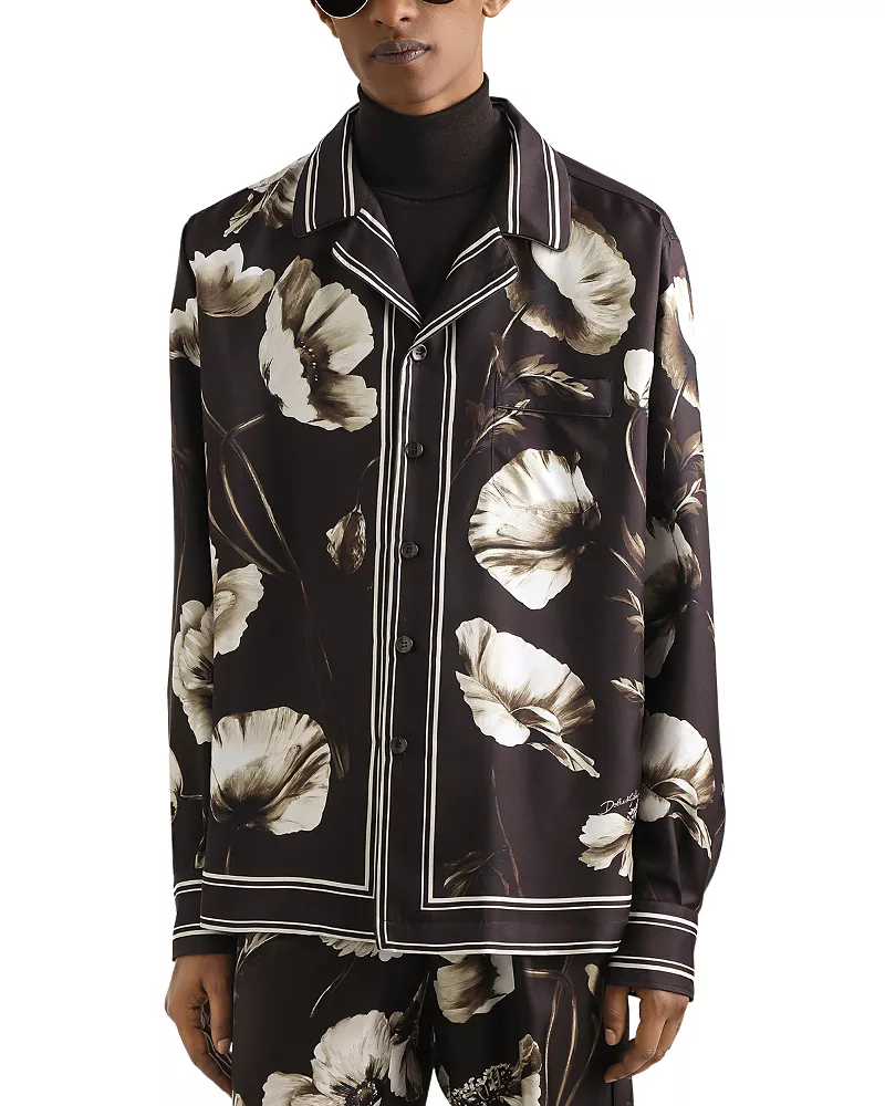 Dolce & Gabbana Long Sleeve Bordered Silk Shirt
