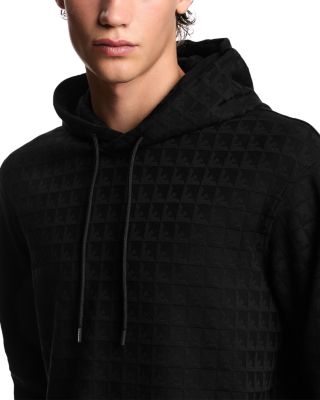 Allover Eagle Jacquard Motif Hooded Sweatshirt