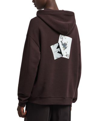 Twill Hooded Sweatshirt With Playing Cards Print at Back