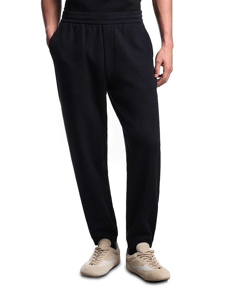 Emporio Armani Woven Effect Jacquard Motif Jogger Pants In Black