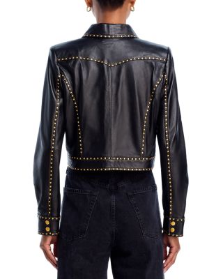 Winsome Leather Crop Studded Jacket