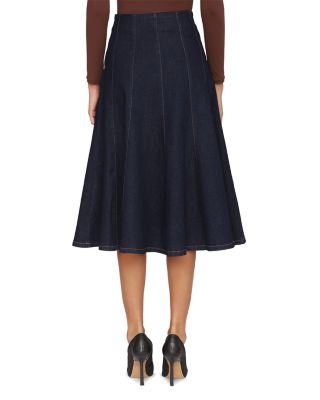 Denim A Line Midi Skirt 