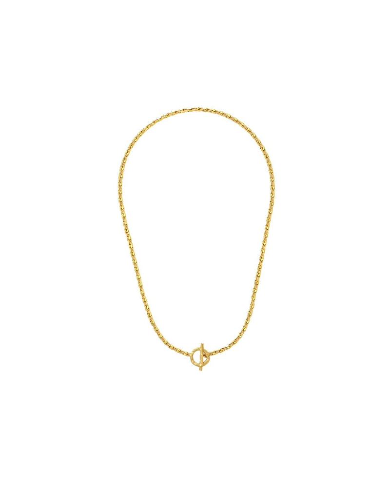 Ottoman Hands Thea Snake Chain Necklace With T-bar In Gold