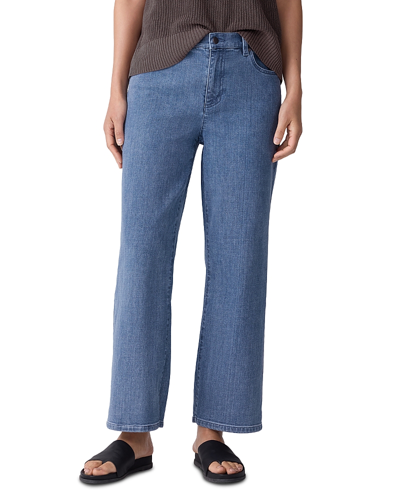 Eileen Fisher High Waist Ankle Straight Leg Jeans In Blue