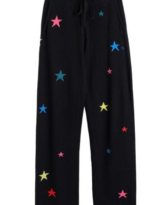  Women's Wool Cashmere Star Wide Leg Track Pants