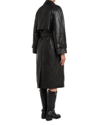Firstclass Black Leather Trench Coat