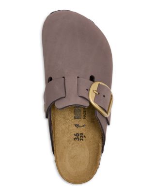 Women&#39;s Boston Big Buckle Nubuck Leather Clogs