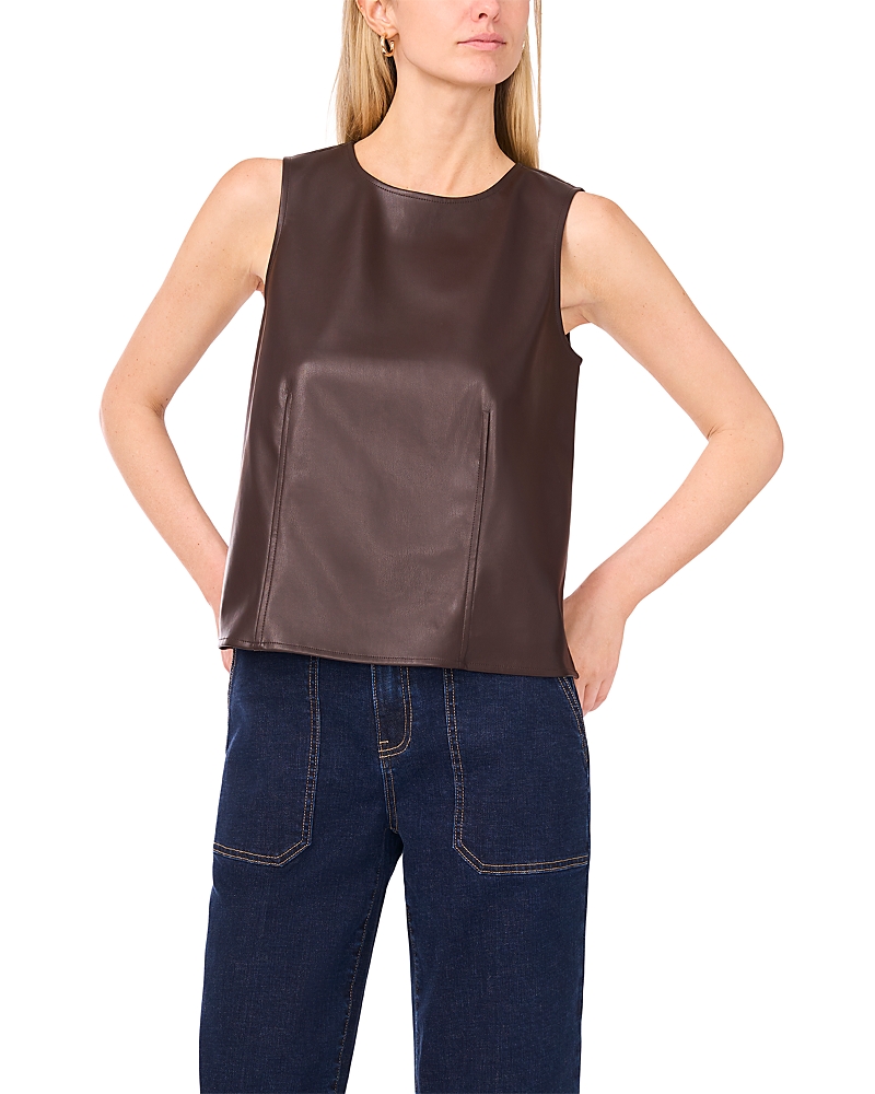Vince Camuto Faux Leather Tank Top In Brown