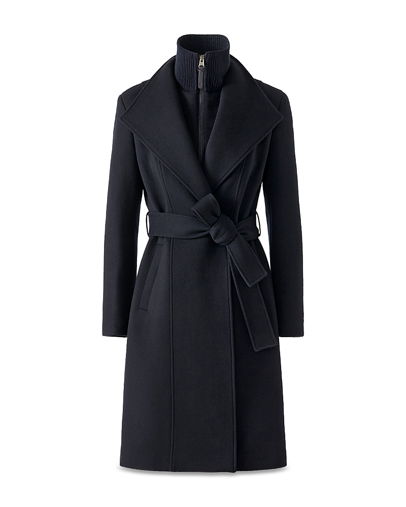 Mackage Norita Belted Wool Coat In Blue