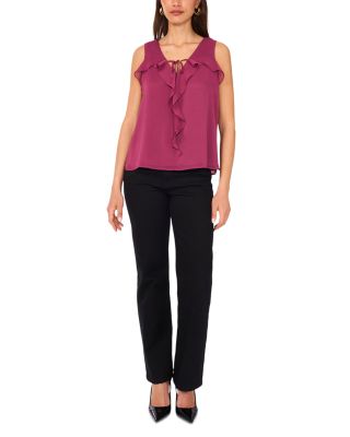 Ruffled Front Sleeveless Blouse