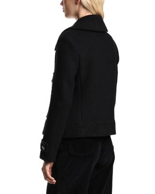 Fleece Faux Leather Trim Jacket