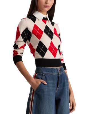Carolann Collared Cropped Argyle Sweater